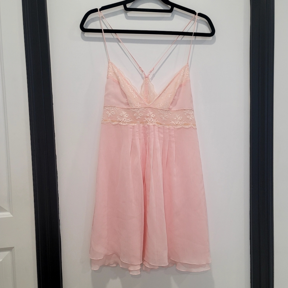 Vintage Victoria's Secret Babydoll Dress M Pink Coquette Lace Nightie Y2K - Picture 15 of 16